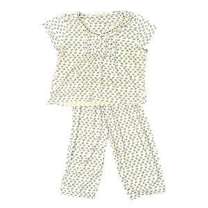 Body Touch Intimates Two Piece Pajama Set Sz 3X Cropped Pant Blue Floral Soft